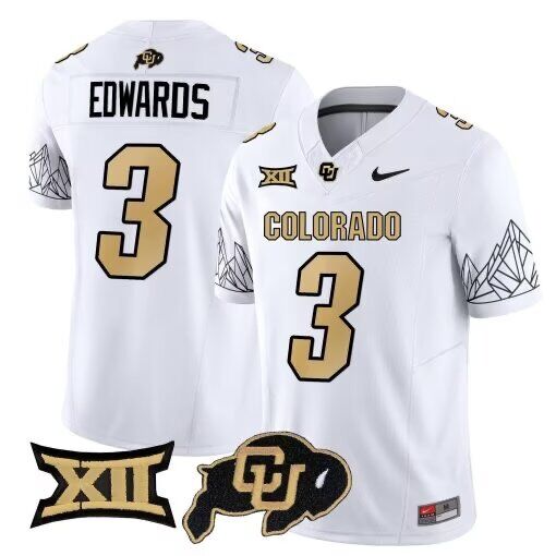 Men Sanders Buffaloes #3 Edwards white 2024 Nike NCAA jersey->more ncaa teams->NCAA Jersey
